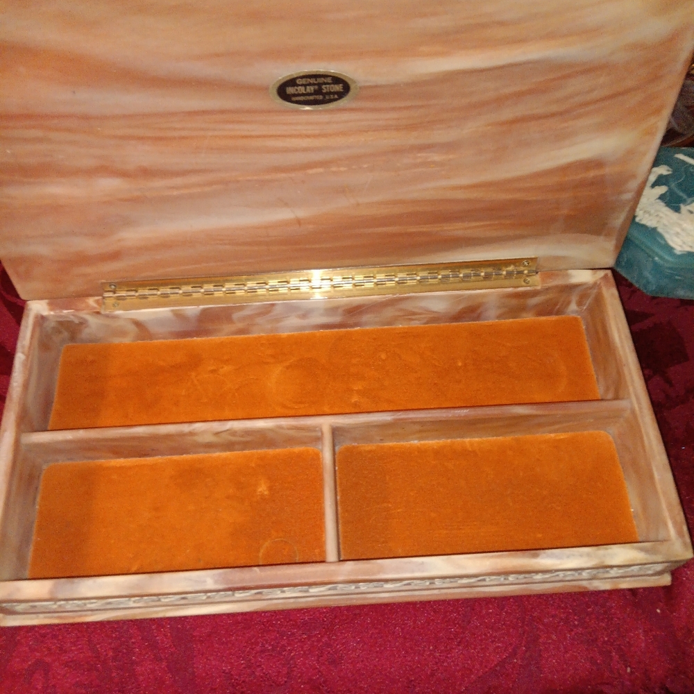 Vintage Incolay Stone Jewelry Box